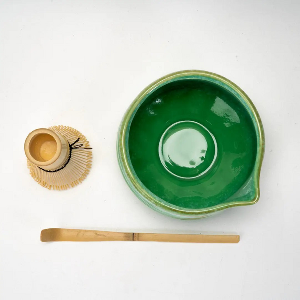 Porcelain Matcha Latte Bowl Set with Whisk and Scoop - 4 Different Colors to Choose From