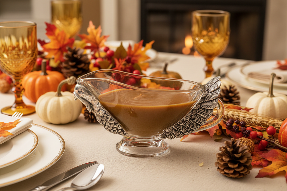Turkey glass gravy boat