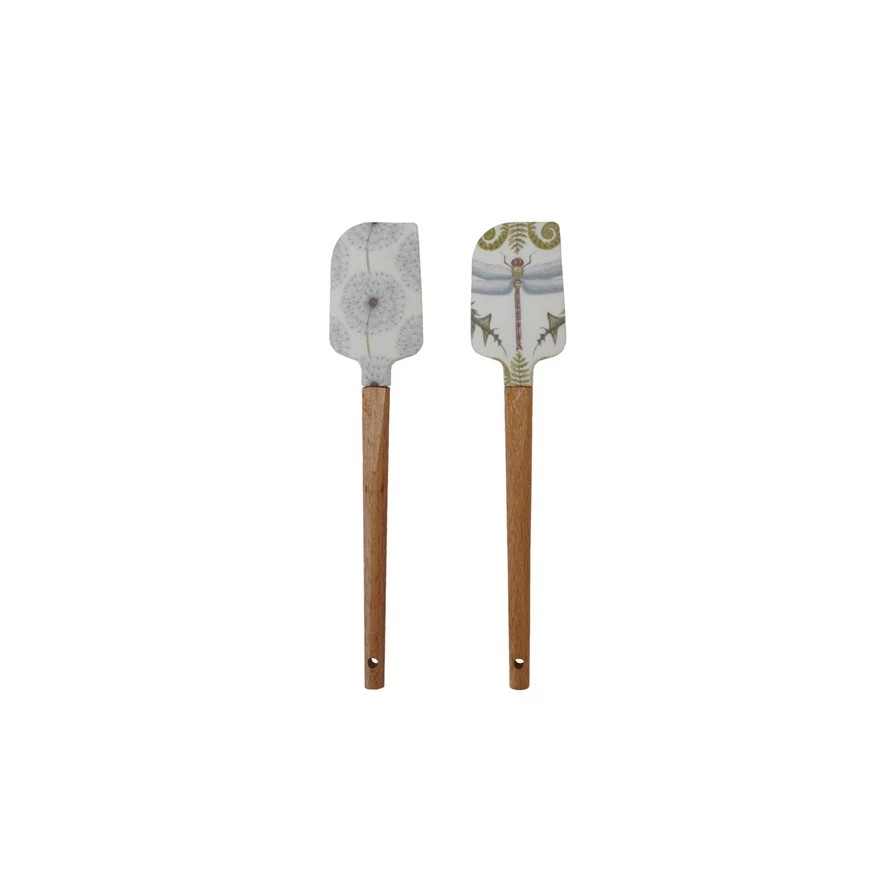 Silicone & Wood Two-Sided Spatula - Choose from Daffodils or Dragonflies