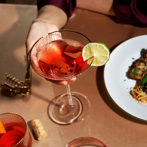 Deco Meridian Gold Rimmed Crystal Martini Glasses Set of 2