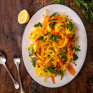 Serving Platter 13" - Blue Rim