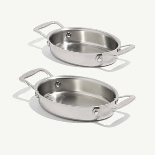 Made In Stainless Gratin Dishes (Set of 2) - Choose from Stainless or Gold Handles