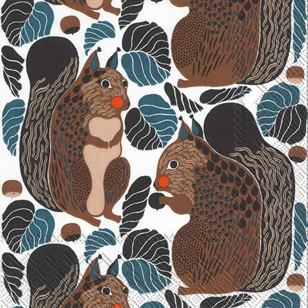 Decorative paper with pumpkins, leaves, and pinecones on a white background