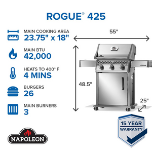 Rogue 425 Grill Stainless Steel - Choose Propane or Natural Gas