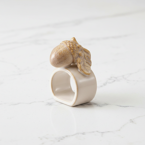 Stoneware Napkin Ring with Acorn