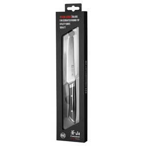 HELENA Series 5-Inch Round-Tip Serrated Utility with Sheath (German Steel) by Cangshan - Comes in White or Black