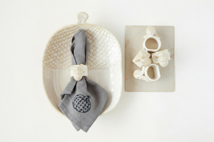 Stoneware Napkin Ring with Acorn