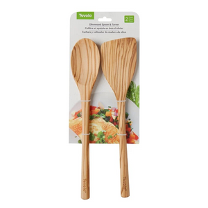 Tovolo Olivewood Spoon and Angled Turner Set