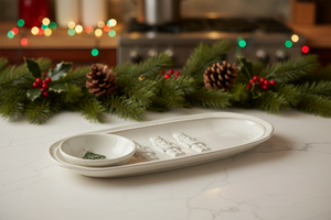 White Nutcracker Tray And Tree Tidbit Set