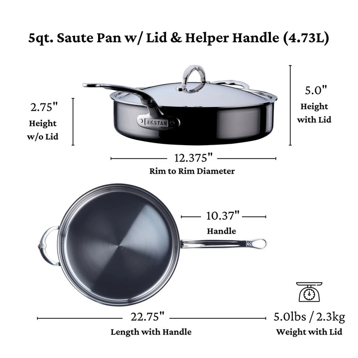 Hestan NanoBond Covered Sauté Pan w/helper handle