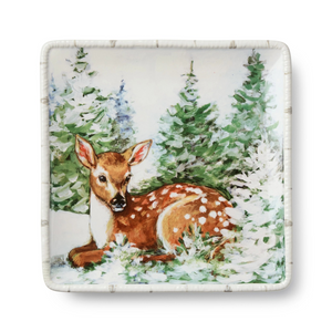 Winter Cabin Dessert Plate - Choose Your Favorite Woodland Creature