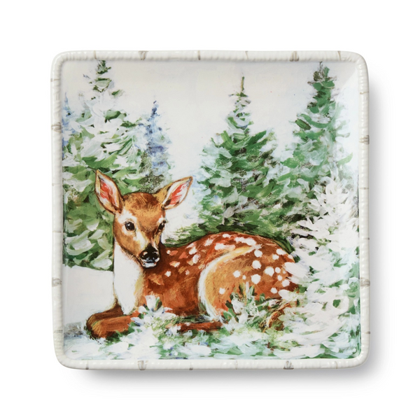 Winter Cabin Dessert Plate - Choose Your Favorite Woodland Creature
