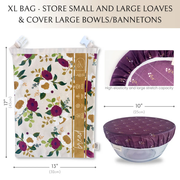Bread Baker Set, Reusable Beeswax Bread Bags for Homemade Bread and Bowl Cover - Choose rom 2 Different STyles