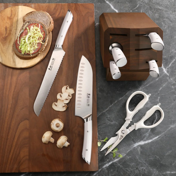Helena (Wht) 8pc Knife Block Set