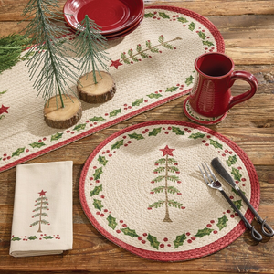Feather Tree Printed Braided Placemat Round