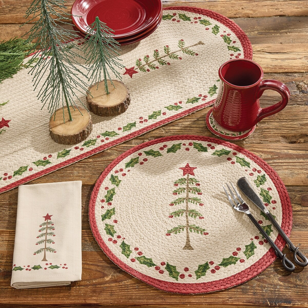 Feather Tree Printed Braided Placemat Round