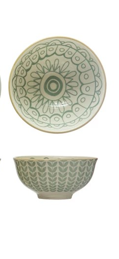Patterned Stoneware Nibble Bowl - 4 Styles to Choose From