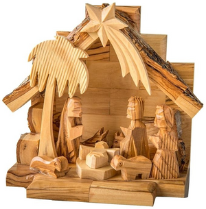 Nativity Grotto with Carved Figure 6x7