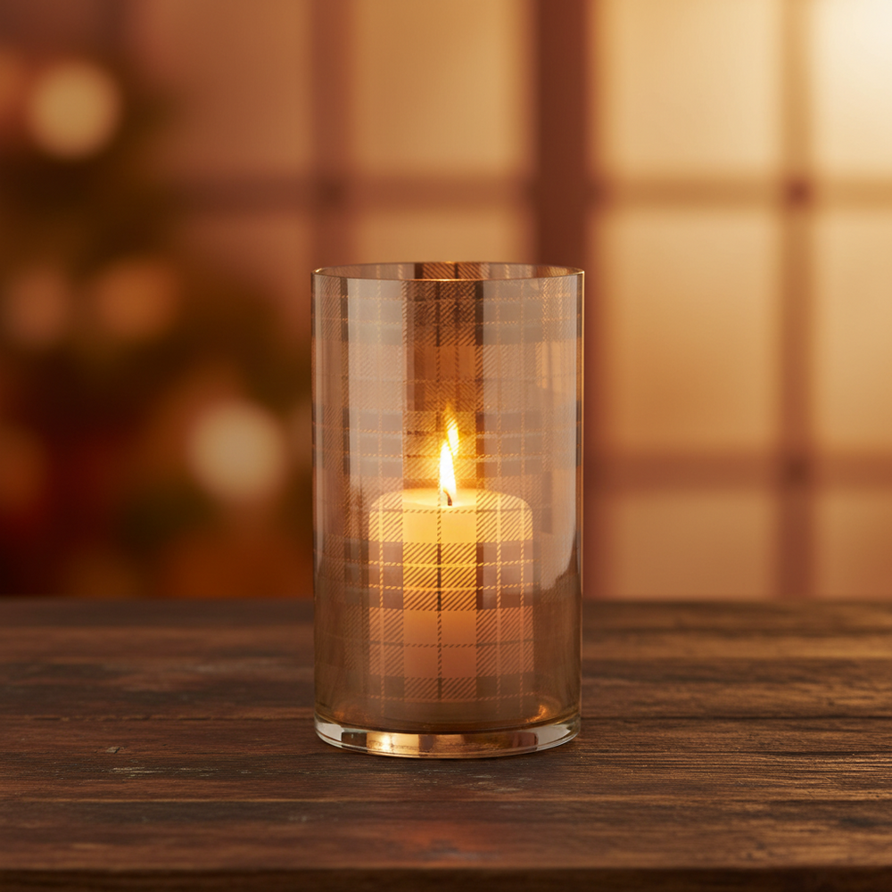 Gold Plaid Pattern Lantern-Choose from 2 Sizes