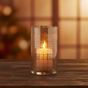 Gold Plaid Pattern Lantern-Choose from 2 Sizes