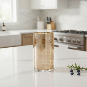 Gold Plaid Pattern Lantern-Choose from 2 Sizes
