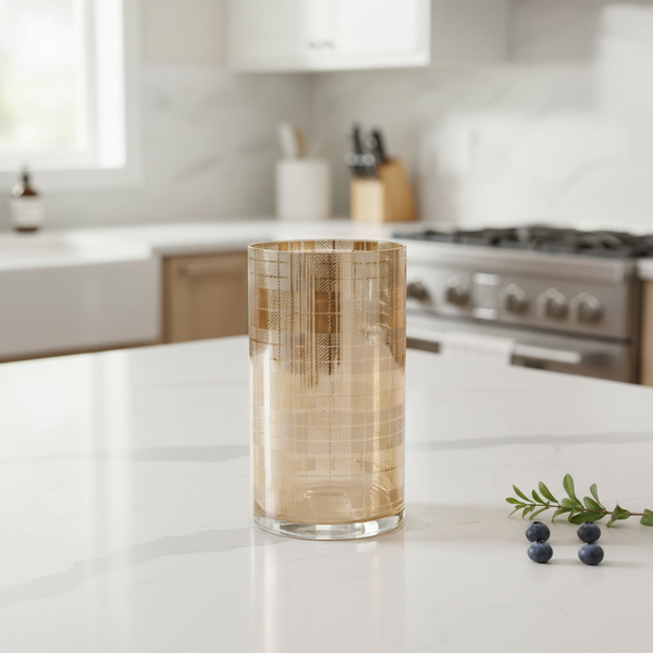 Gold Plaid Pattern Lantern-Choose from 2 Sizes