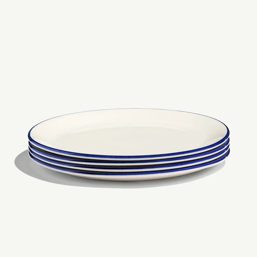 Dinner Plate Blue Rim - set of 4