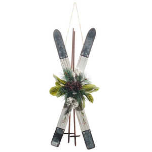 Crossed Ivory Ski Ornament