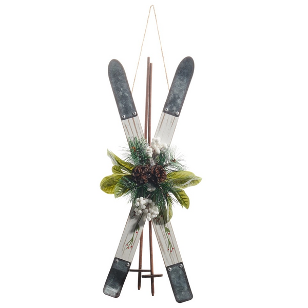 Crossed Ivory Ski Ornament