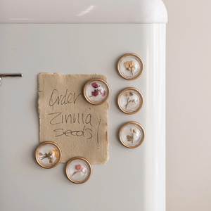 Magnets on Metal Card with Botanicals, Set of 6