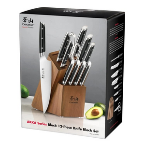 AKKA Series 12-Piece Knife Block Set, Swedish Steel (Black) by Cangshan