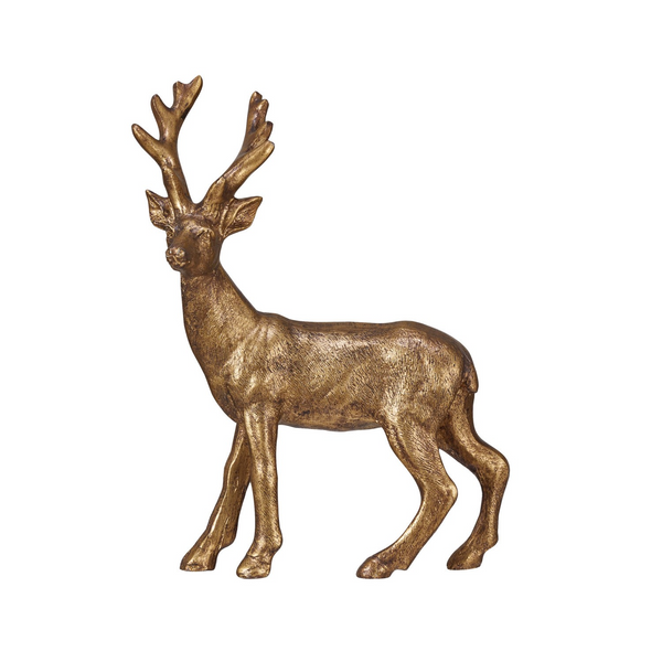 Bronze deer statue on a white background