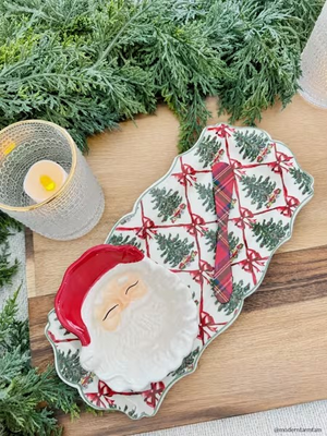 Christmas Tree Tray And Santa Tidbit Set