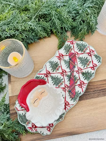 Christmas Tree Tray And Santa Tidbit Set