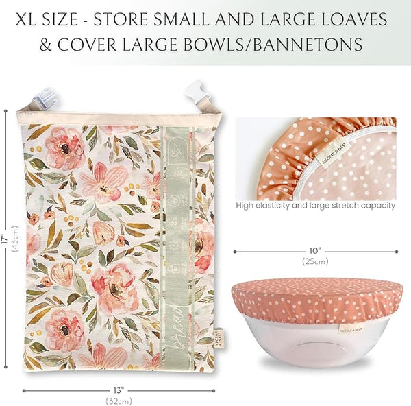 Bread Baker Set, Reusable Beeswax Bread Bags for Homemade Bread and Bowl Cover