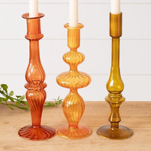 Amber Ombre Glass Taper Holder - 3 Styles