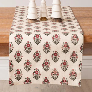 Table Runner-Red Block Print Silhouette