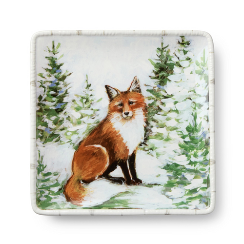 Winter Cabin Dessert Plate - Choose Your Favorite Woodland Creature