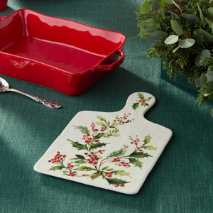 Holly and Vines Ceramic Cheese Plate