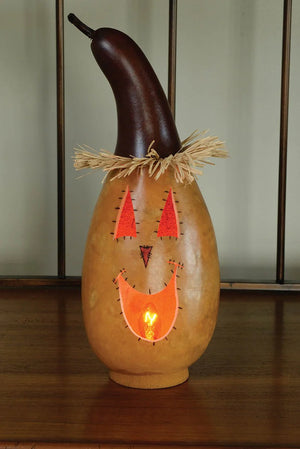 Sawyer - Medium Tall Lit Scarecrow Head- Meadowbrooke Gourds