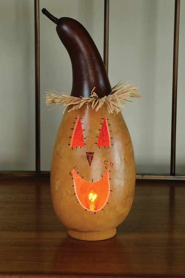 Sawyer - Medium Tall Lit Scarecrow Head- Meadowbrooke Gourds
