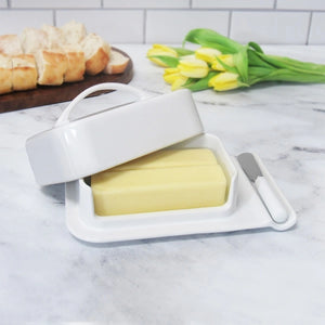 Porcelain Mess-Free Butter Dish w/ Matching Spreader-3 Color Choices