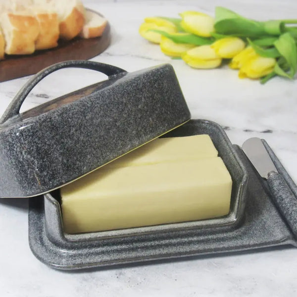 Porcelain Mess-Free Butter Dish w/ Matching Spreader-3 Color Choices
