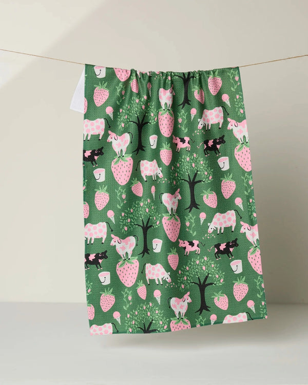 Strawberry Cows Tea Towel
