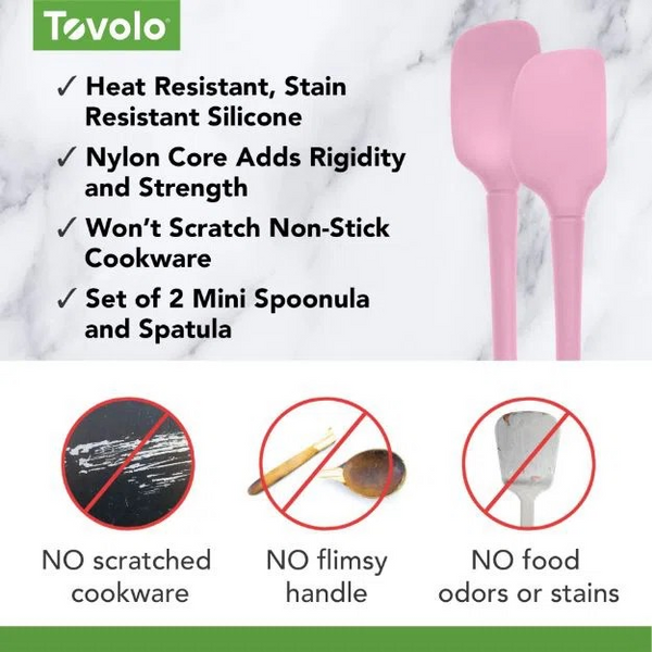 Flex-Core® All Silicone Mini Spatula & Spoonula (Set of 2) - Choose Pink Sorbet or Blue Slate
