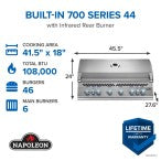 Napoleon Built-In 700 Series 44 Grill W/Dual Infrared burners