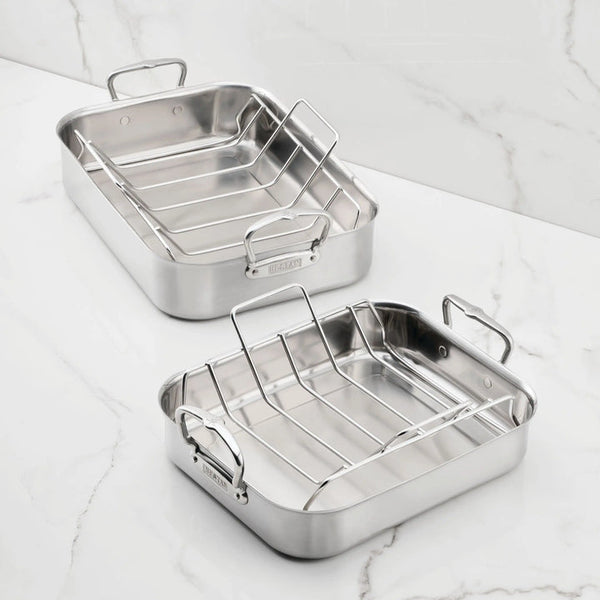 Hestan Stainless Steel Roaster w/tension Rack (2) sizes