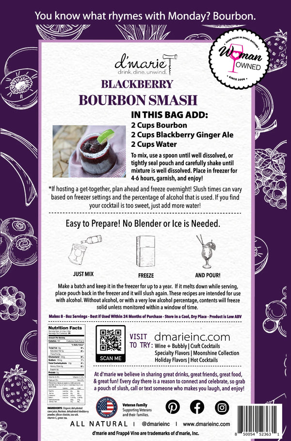 Blackberry Bourbon Smash Cocktail - Ready-To-Freeze Cocktail