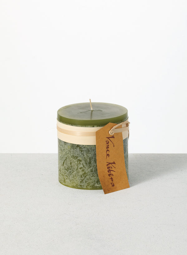 Moss Timber Pillar Candle Vance Kitira 4x4x4.3