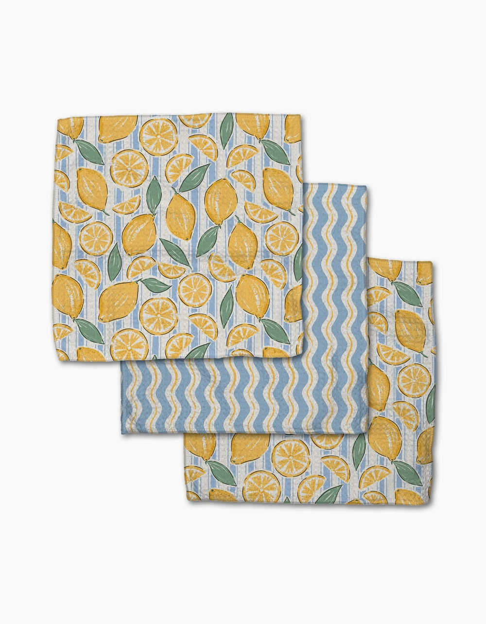 Lemon Waves Dishcloth Set of 3
